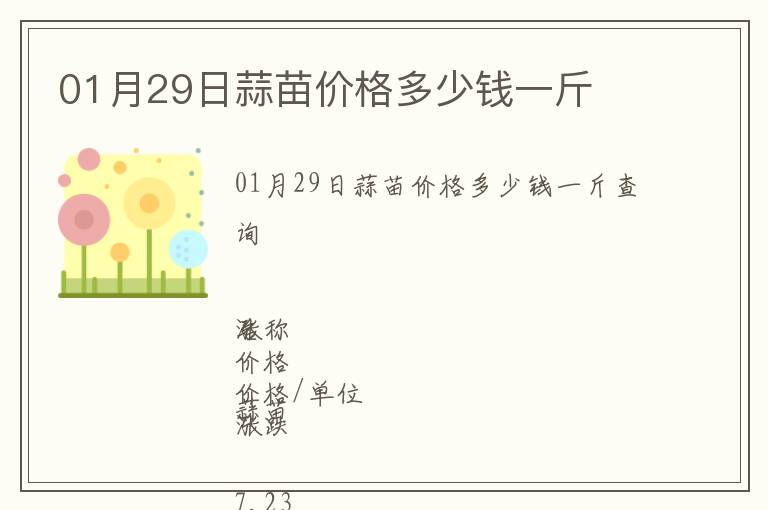 01月29日蒜苗價格多少錢一斤