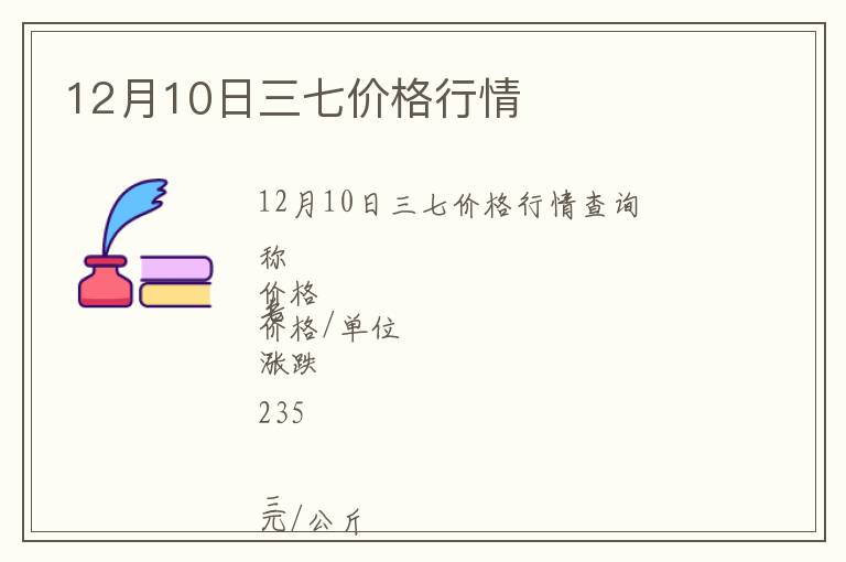 12月10日三七價(jià)格行情
