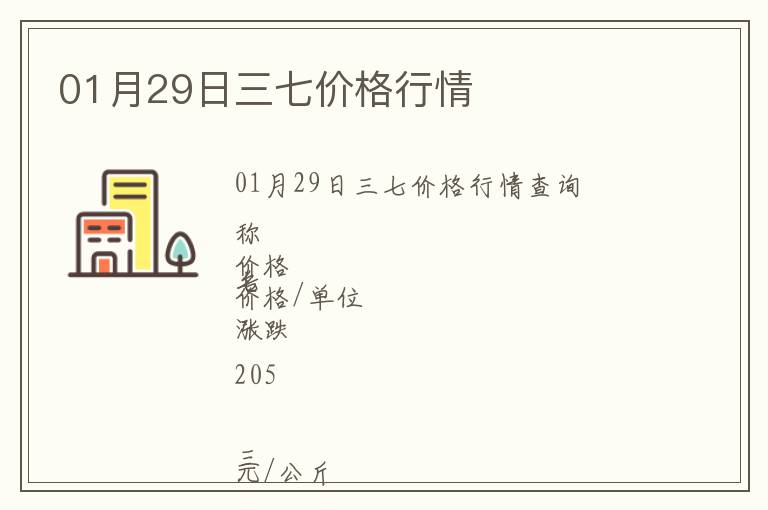 01月29日三七價格行情