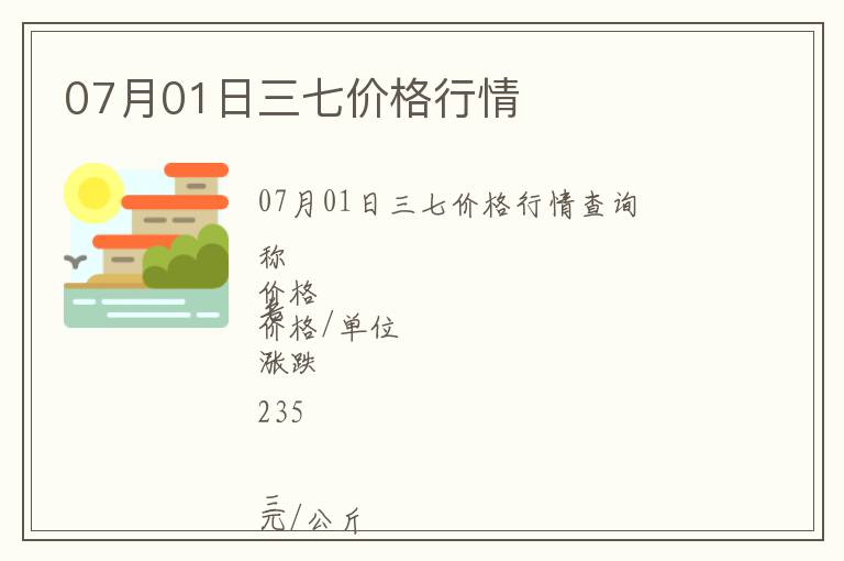 07月01日三七價格行情