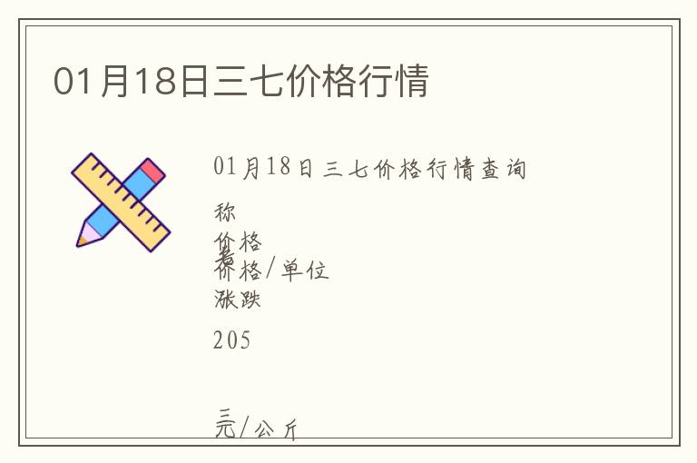 01月18日三七價(jià)格行情