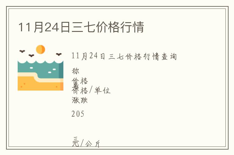 11月24日三七價格行情