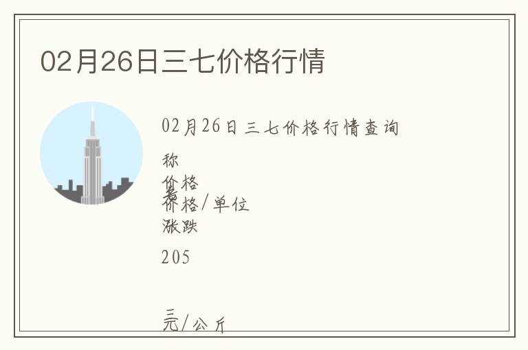 02月26日三七價格行情