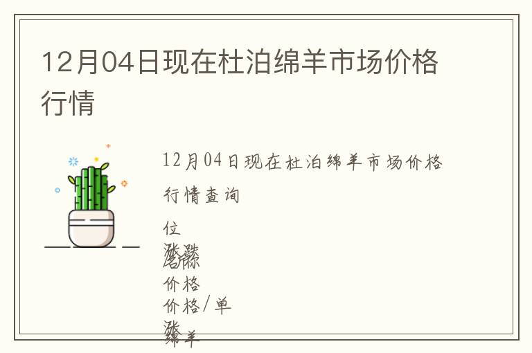 12月04日現在杜泊綿羊市場價格行情