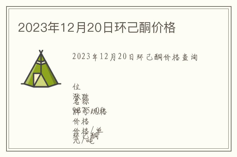 2023年12月20日環(huán)己酮價格