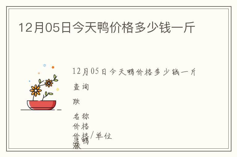12月05日今天鴨價格多少錢一斤