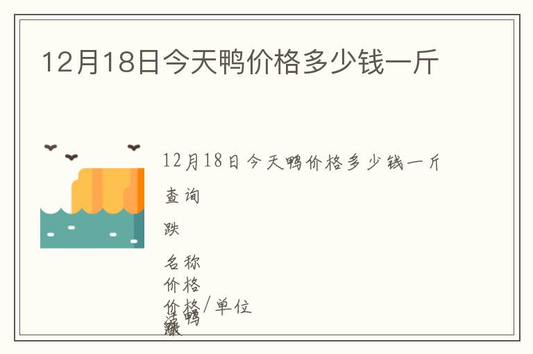 12月18日今天鴨價格多少錢一斤