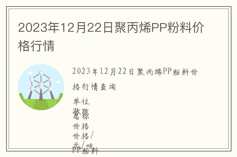 2023年12月22日聚丙烯PP粉料價格行情