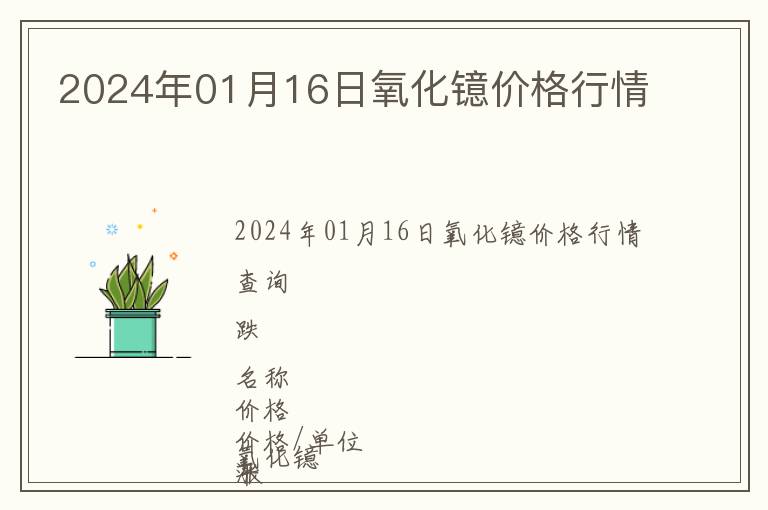 2024年01月16日氧化鐿價格行情