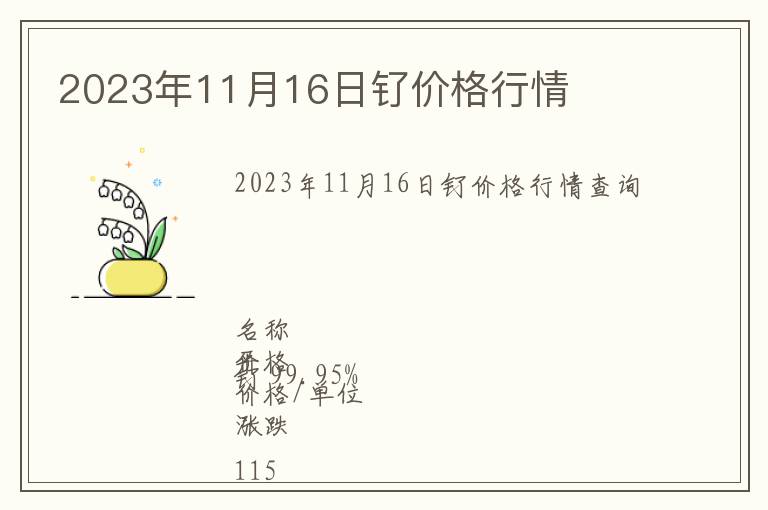 2023年11月16日釕價(jià)格行情