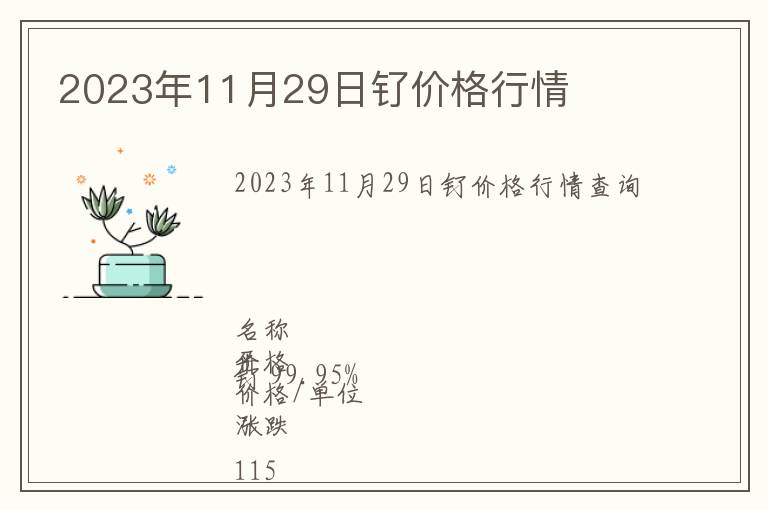 2023年11月29日釕價(jià)格行情