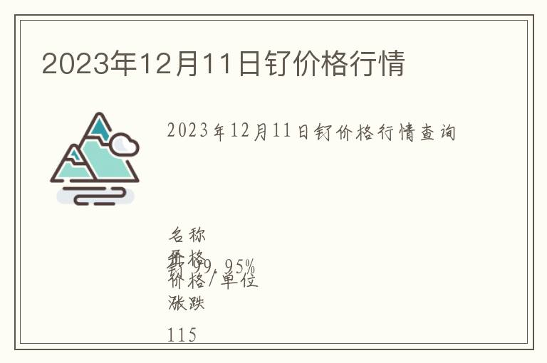 2023年12月11日釕價格行情
