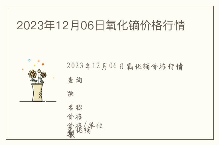 2023年12月06日氧化鏑價(jià)格行情