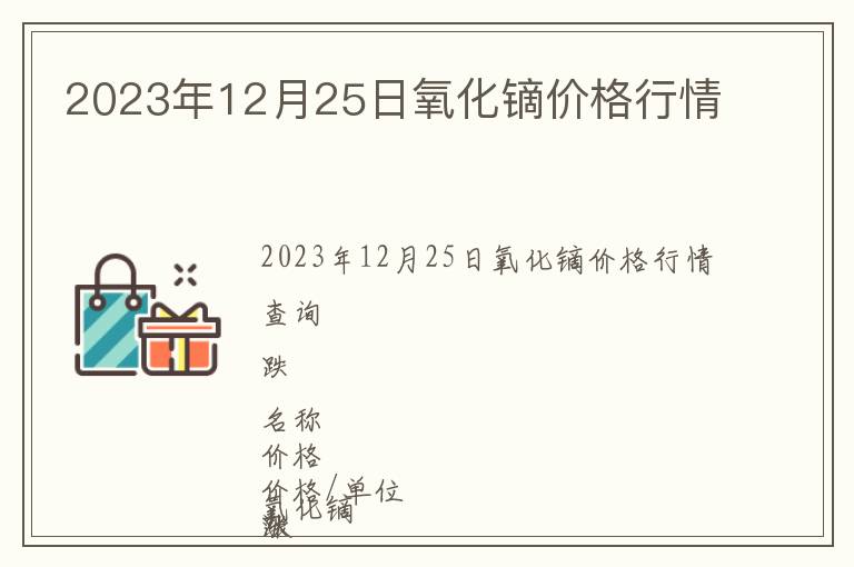 2023年12月25日氧化鏑價格行情