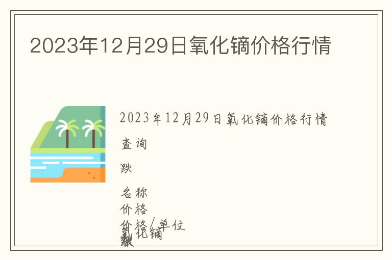 2023年12月29日氧化鏑價格行情