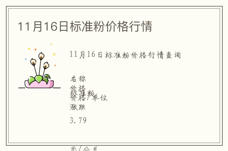 11月16日標(biāo)準(zhǔn)粉價格行情