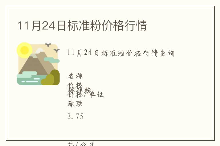 11月24日標準粉價格行情