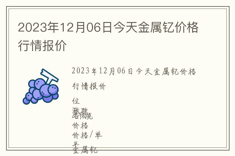 2023年12月06日今天金屬釔價格行情報價