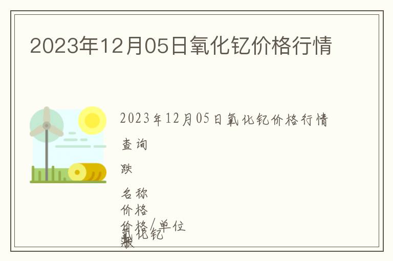 2023年12月05日氧化釔價格行情