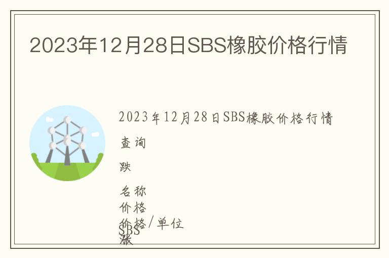 2023年12月28日SBS橡膠價格行情