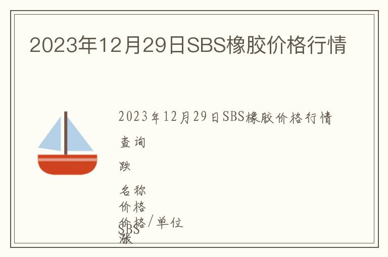 2023年12月29日SBS橡膠價格行情