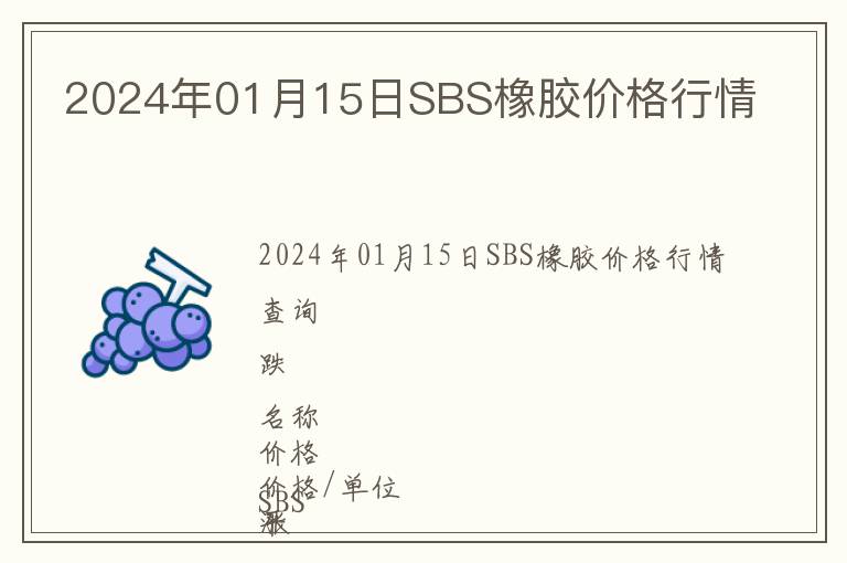 2024年01月15日SBS橡膠價格行情