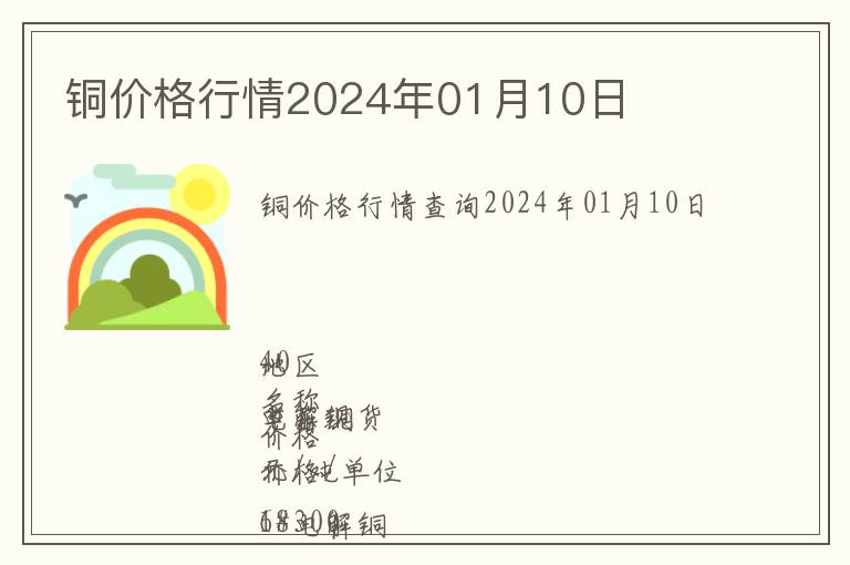 銅價(jià)格行情2024年01月10日