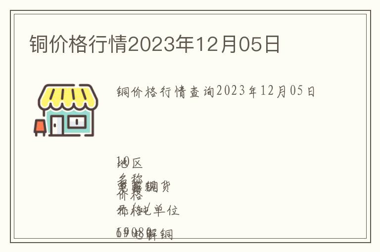 銅價格行情2023年12月05日