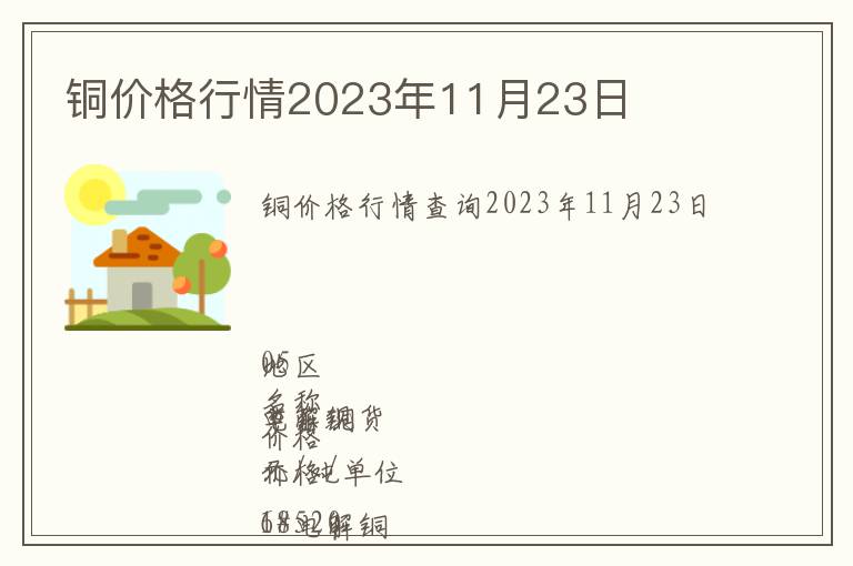 銅價(jià)格行情2023年11月23日