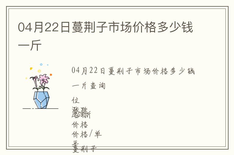 04月22日蔓荊子市場價格多少錢一斤