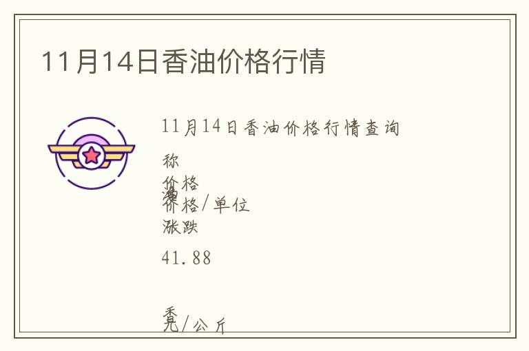 11月14日香油價格行情