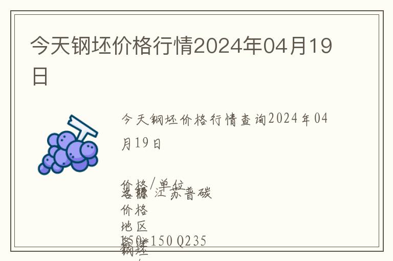 今天鋼坯價(jià)格行情2024年04月19日