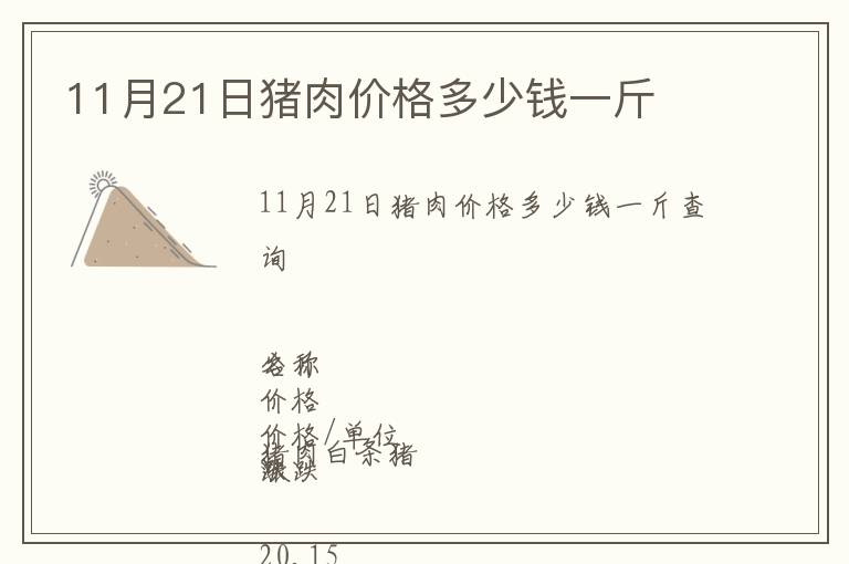 11月21日豬肉價格多少錢一斤