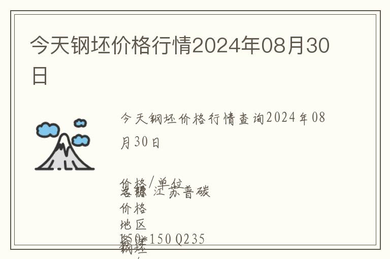 今天鋼坯價(jià)格行情2024年08月30日