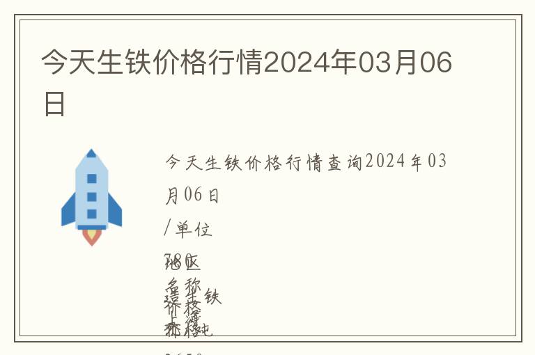 今天生鐵價格行情2024年03月06日