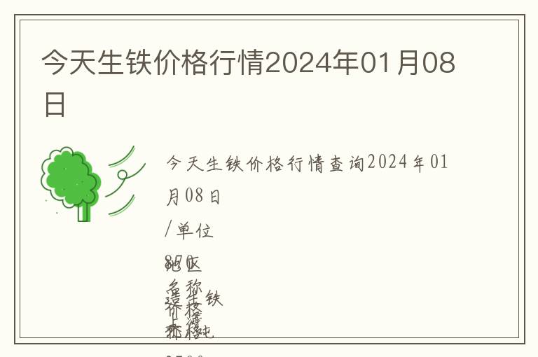 今天生鐵價格行情2024年01月08日