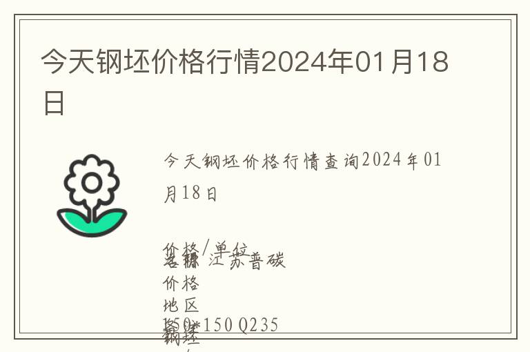 今天鋼坯價格行情2024年01月18日