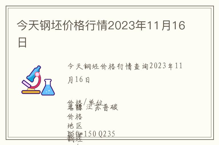 今天鋼坯價格行情2023年11月16日