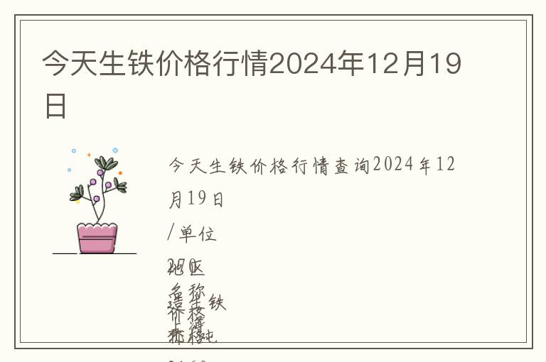 今天生鐵價格行情2024年12月19日