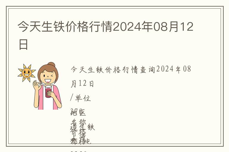 今天生鐵價格行情2024年08月12日