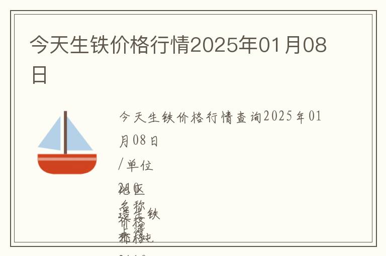 今天生鐵價(jià)格行情2025年01月08日