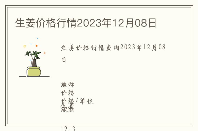 生姜價(jià)格行情2023年12月08日