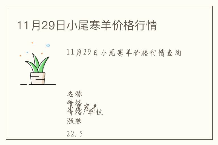 11月29日小尾寒羊價格行情