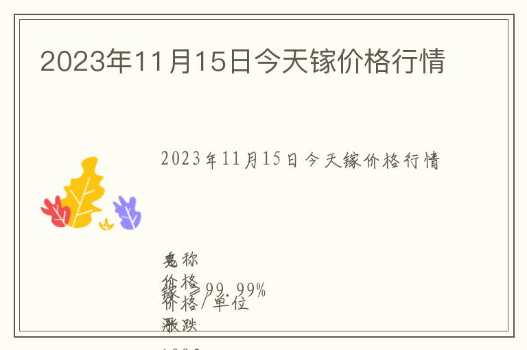 2023年11月15日今天鎵價格行情
