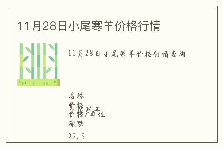 11月28日小尾寒羊價格行情