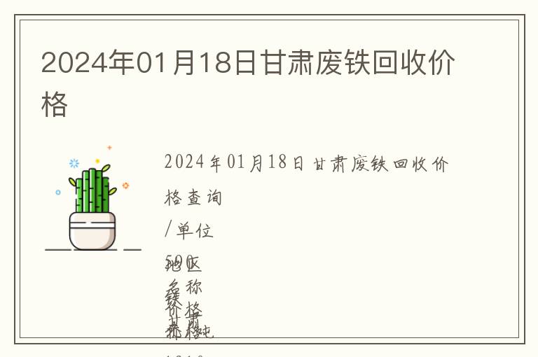 2024年01月18日甘肅廢鐵回收價(jià)格