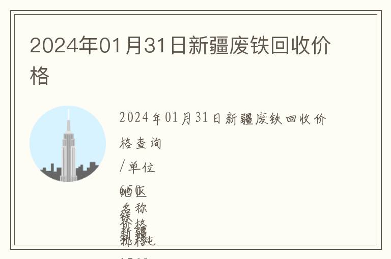 2024年01月31日新疆廢鐵回收價(jià)格