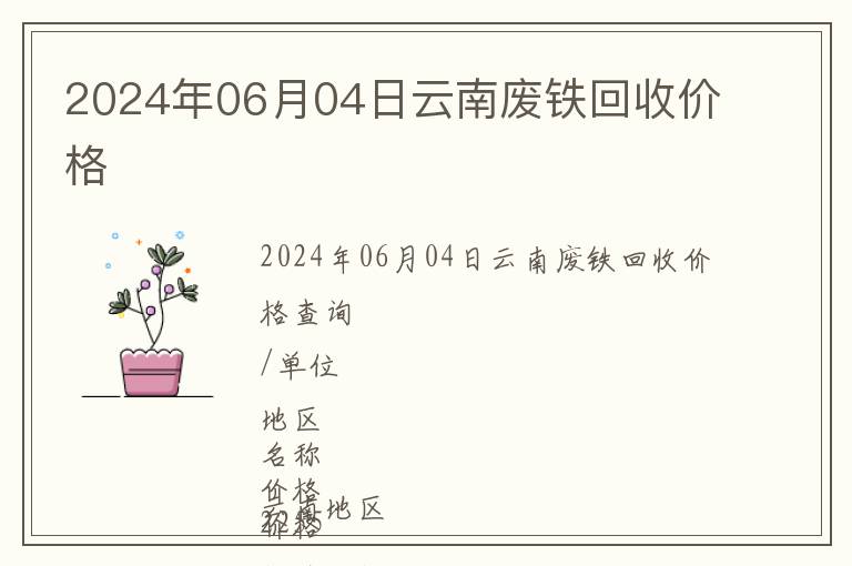 2024年06月04日云南廢鐵回收價格