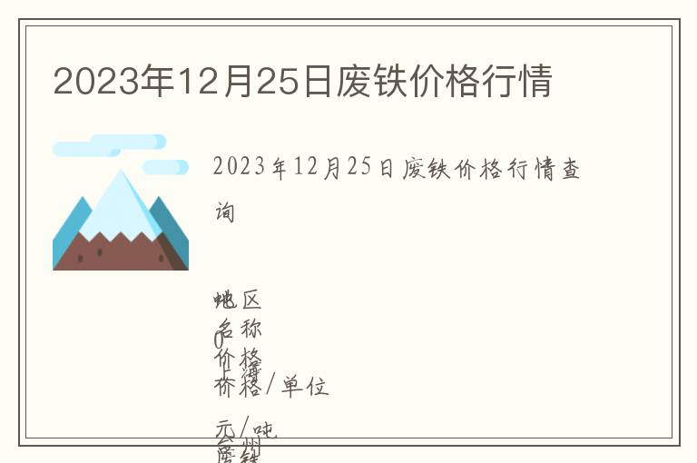 2023年12月25日廢鐵價(jià)格行情