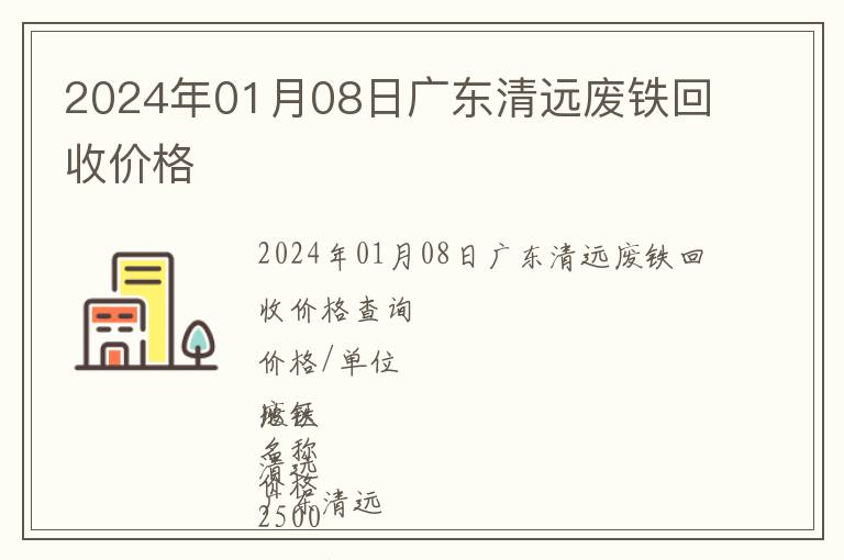 2024年01月08日廣東清遠廢鐵回收價格